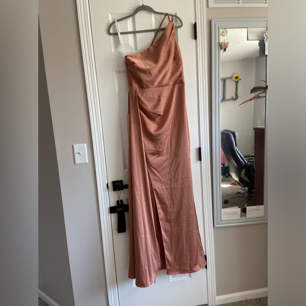 Azazie Maron Stretch Satin Dress